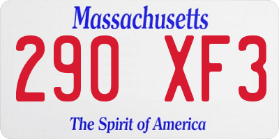MA license plate 290XF3