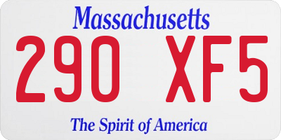 MA license plate 290XF5