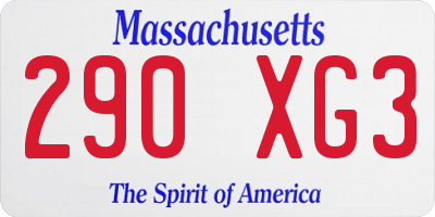 MA license plate 290XG3