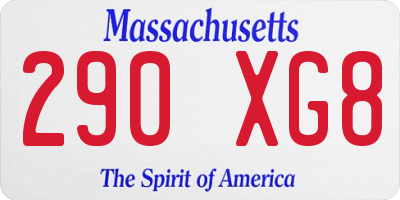 MA license plate 290XG8