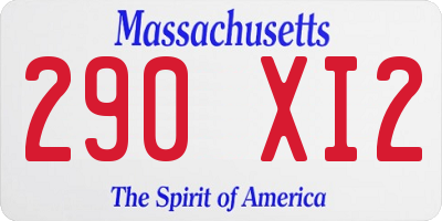 MA license plate 290XI2