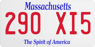 MA license plate 290XI5