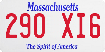 MA license plate 290XI6