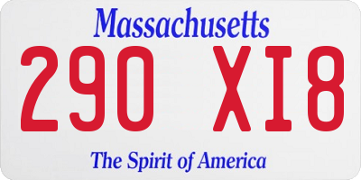 MA license plate 290XI8