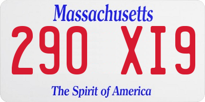 MA license plate 290XI9
