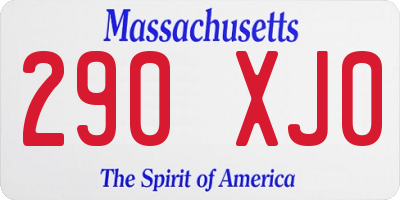 MA license plate 290XJ0