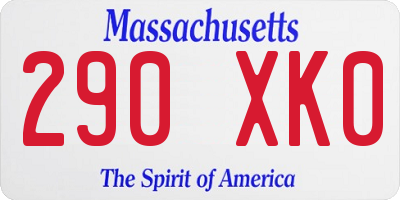 MA license plate 290XK0