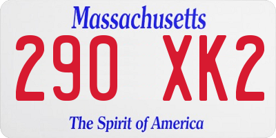 MA license plate 290XK2