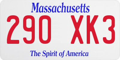 MA license plate 290XK3