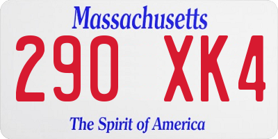 MA license plate 290XK4