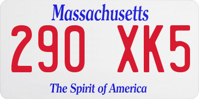 MA license plate 290XK5