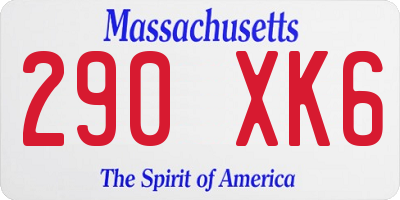 MA license plate 290XK6
