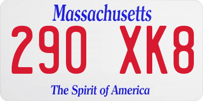 MA license plate 290XK8