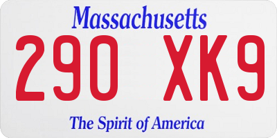 MA license plate 290XK9