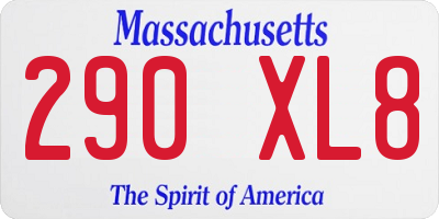 MA license plate 290XL8