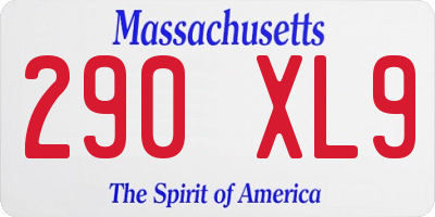 MA license plate 290XL9