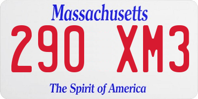 MA license plate 290XM3