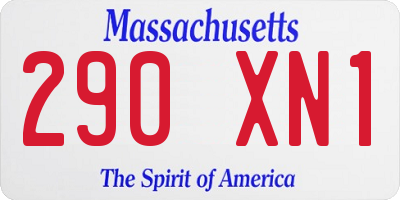 MA license plate 290XN1