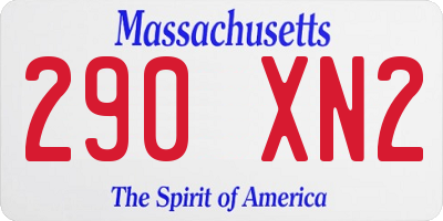 MA license plate 290XN2