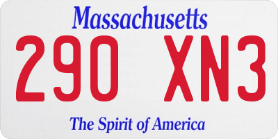 MA license plate 290XN3