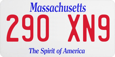 MA license plate 290XN9