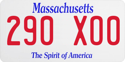 MA license plate 290XO0