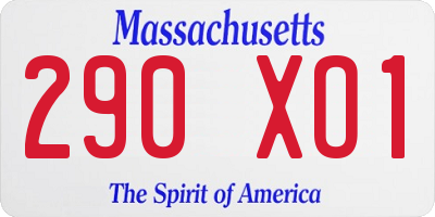 MA license plate 290XO1