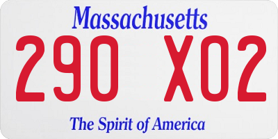 MA license plate 290XO2