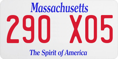 MA license plate 290XO5