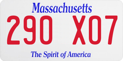 MA license plate 290XO7