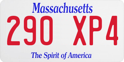 MA license plate 290XP4