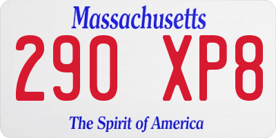 MA license plate 290XP8