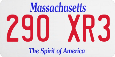 MA license plate 290XR3