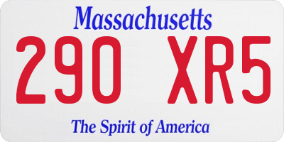 MA license plate 290XR5