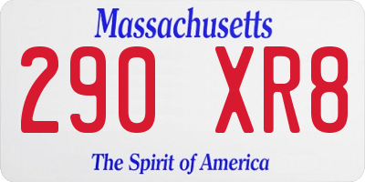 MA license plate 290XR8