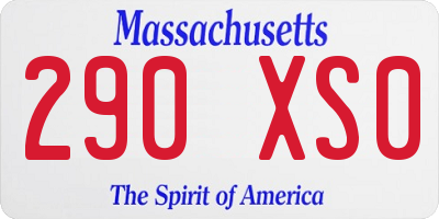 MA license plate 290XS0