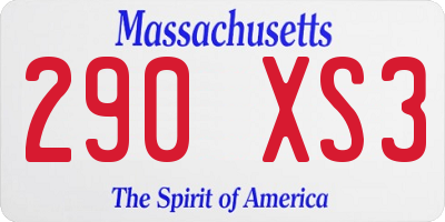 MA license plate 290XS3