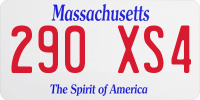 MA license plate 290XS4