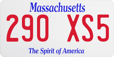 MA license plate 290XS5