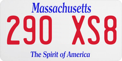 MA license plate 290XS8