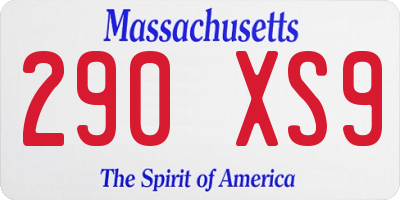 MA license plate 290XS9