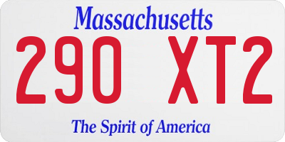 MA license plate 290XT2