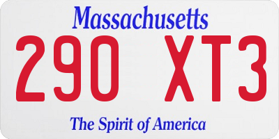 MA license plate 290XT3