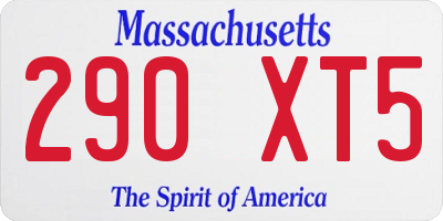 MA license plate 290XT5