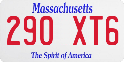 MA license plate 290XT6