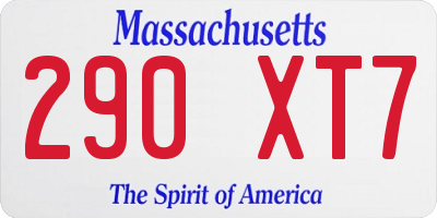 MA license plate 290XT7