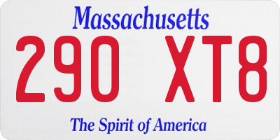 MA license plate 290XT8