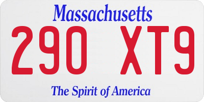 MA license plate 290XT9