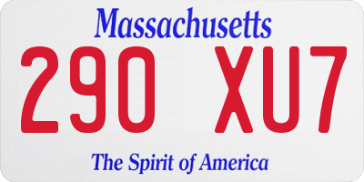 MA license plate 290XU7
