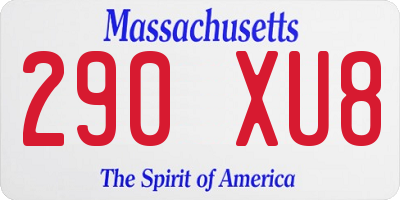 MA license plate 290XU8